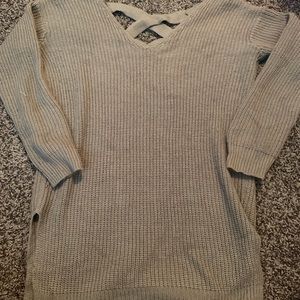 Tan cross cross back sweater